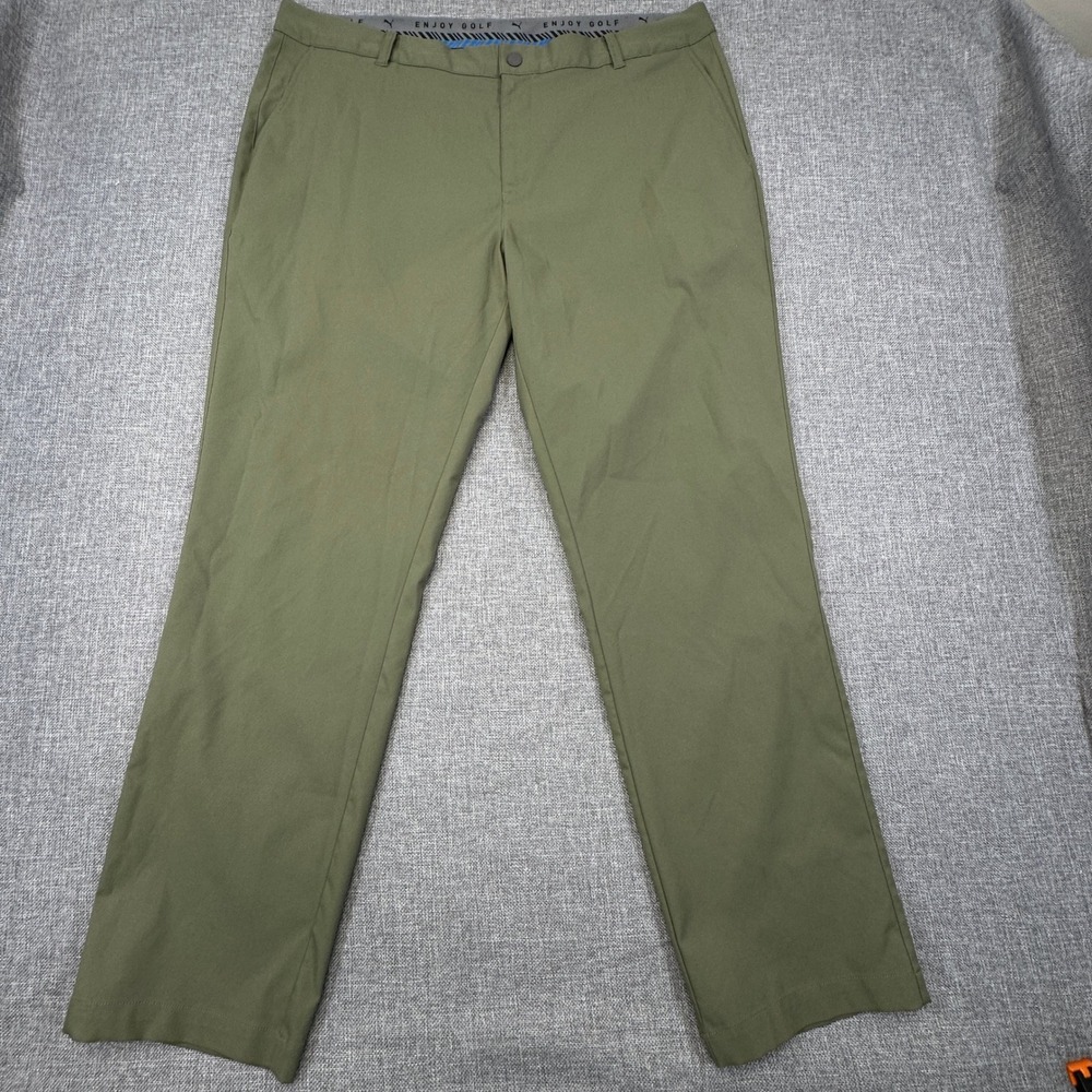 Puma Golf Pants Mens 40x32 Olive Green Stretch Performance Flat‎ Front Athletic